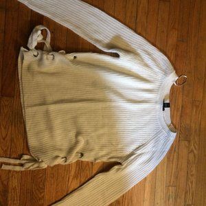 white knitted sweater